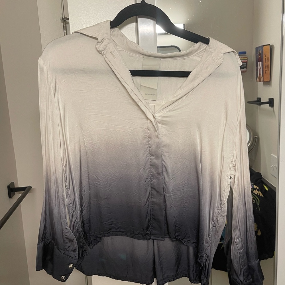 Heather cropped silk button up - S